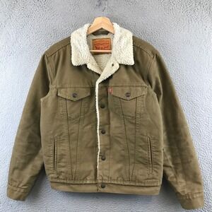 Levi Strauss Sherpa Lined Trucker Jacket Mens Size Small Brown Cotton Blend